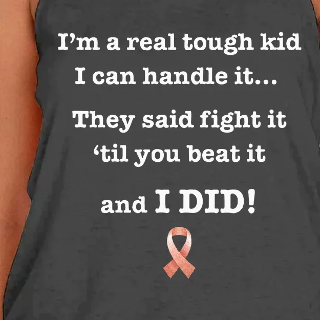 Tough Cancer Survivor Warrior Beat Peach Endometrial Women's Knotted Racerback Tank