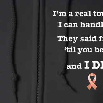 Tough Cancer Survivor Warrior Beat Peach Endometrial Full Zip Hoodie