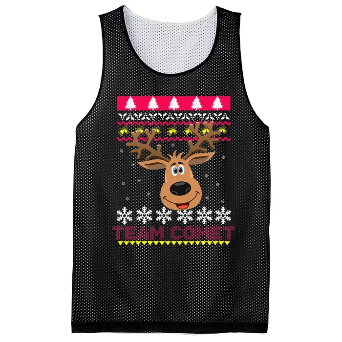 Team Comet Santa Reindeer Ugly Sweater Mesh Reversible Basketball Jersey Tank