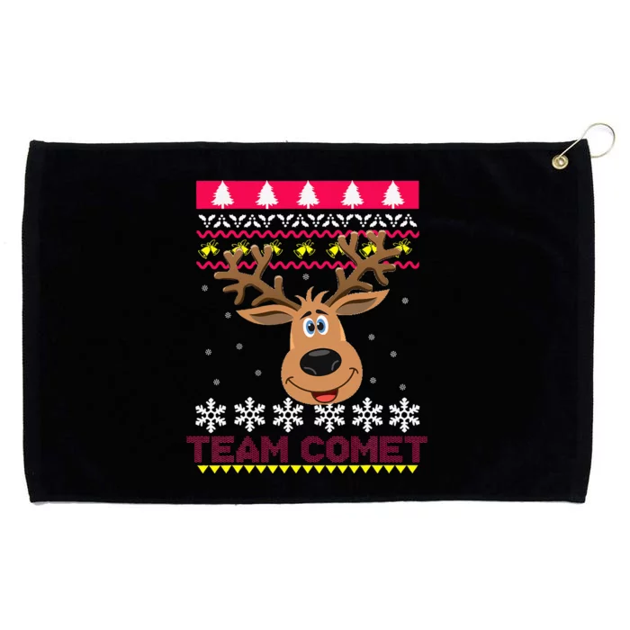 Team Comet Santa Reindeer Ugly Sweater Grommeted Golf Towel