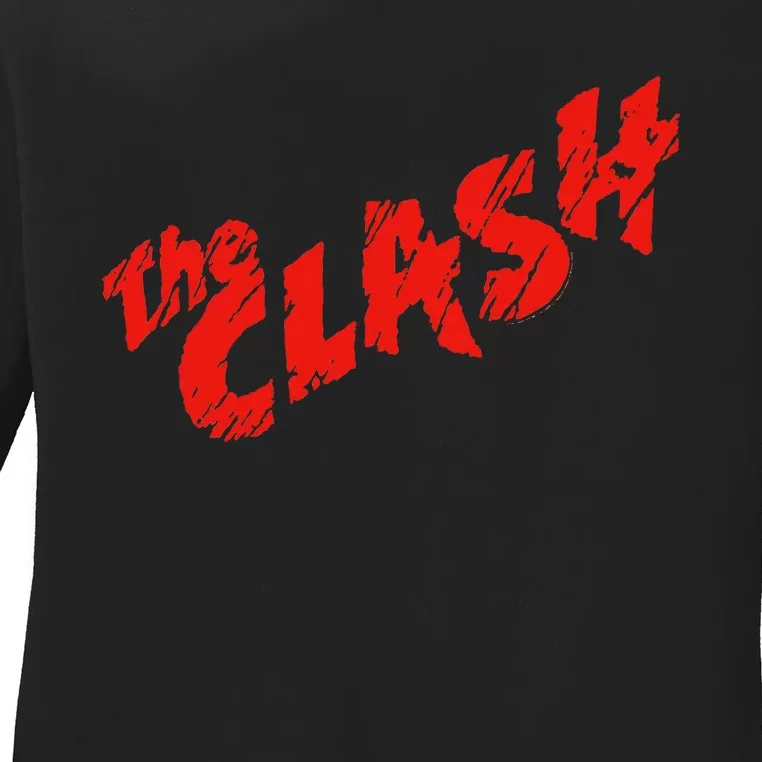 The Clash  Scratched Red Logo Ladies Long Sleeve Shirt