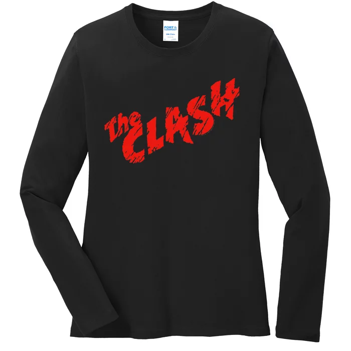 The Clash  Scratched Red Logo Ladies Long Sleeve Shirt