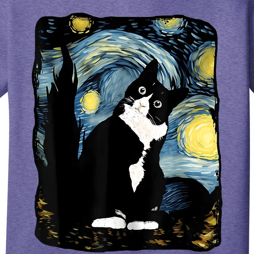 Tuxedo Cat Starry Night Van Gogh Cat Cat Art Cat Mom Dad T-Shirt