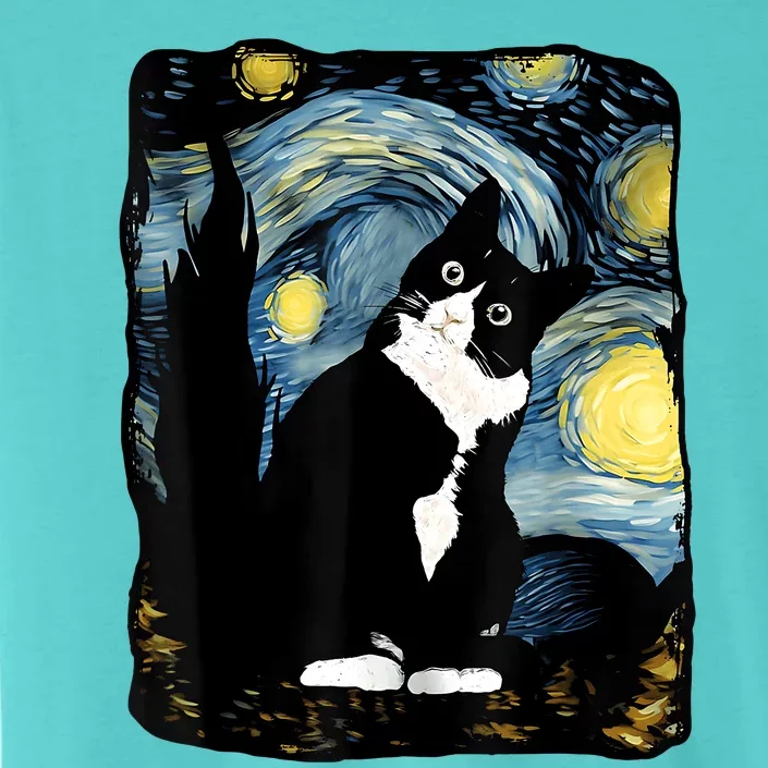 Tuxedo Cat Starry Night Van Gogh Cat Cat Art Cat Mom Dad ChromaSoft Performance T-Shirt