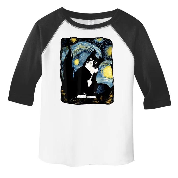 Tuxedo Cat Starry Night Van Gogh Cat Cat Art Cat Mom Dad Toddler Fine Jersey T-Shirt