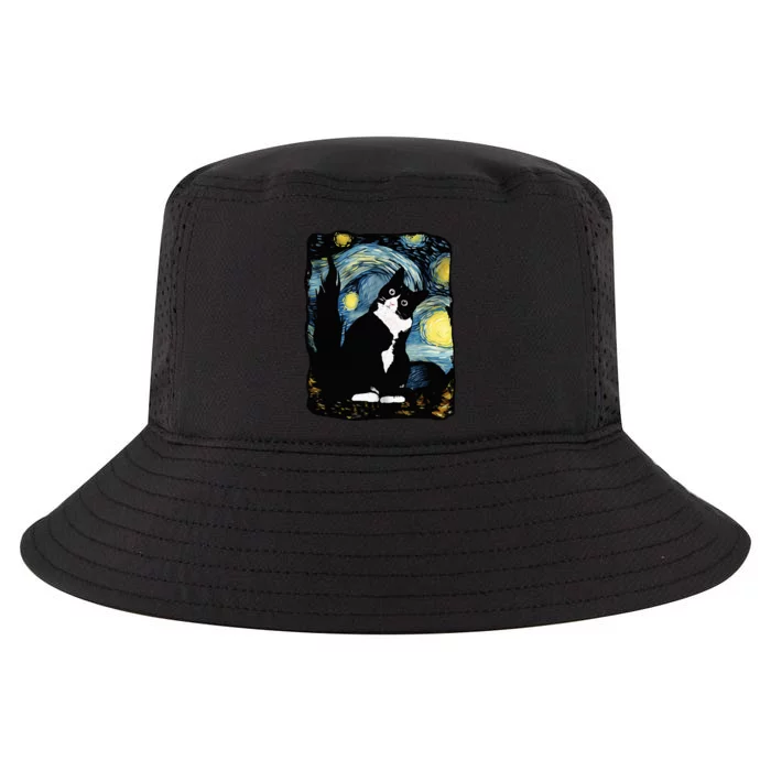 Tuxedo Cat Starry Night Van Gogh Cat Cat Art Cat Mom Dad Cool Comfort Performance Bucket Hat