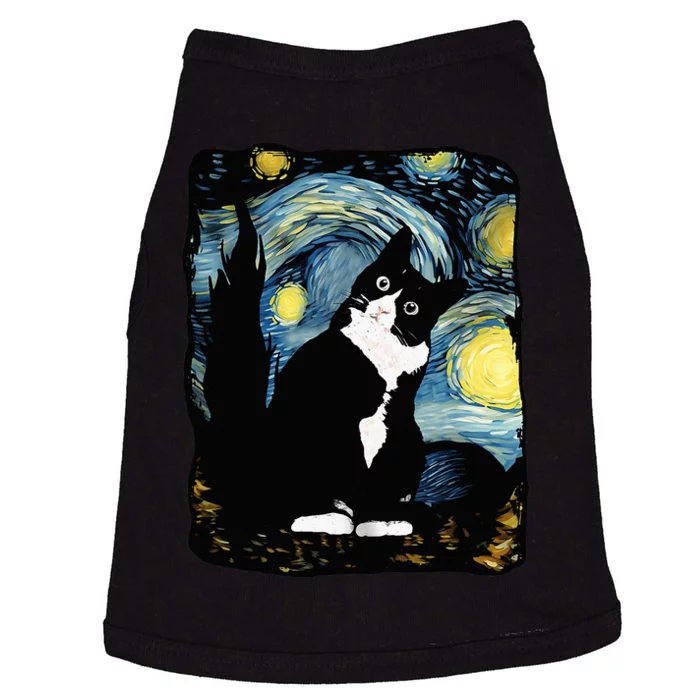 Tuxedo Cat Starry Night Van Gogh Cat Cat Art Cat Mom Dad Doggie Tank