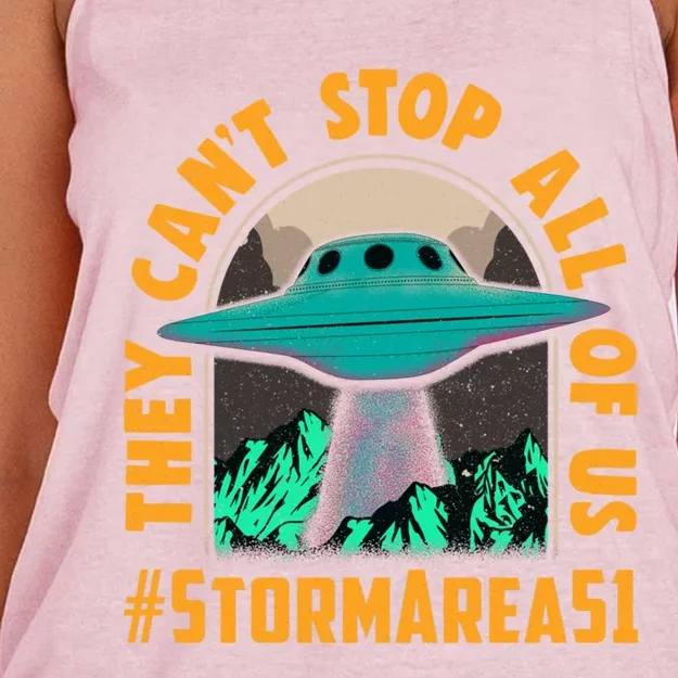 They CanT Stop All Of Us! Storm Area 51 Cool Gift Women's Knotted Racerback Tank