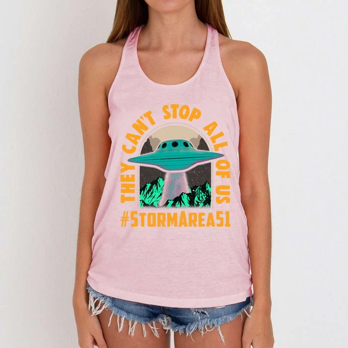 They CanT Stop All Of Us! Storm Area 51 Cool Gift Women's Knotted Racerback Tank