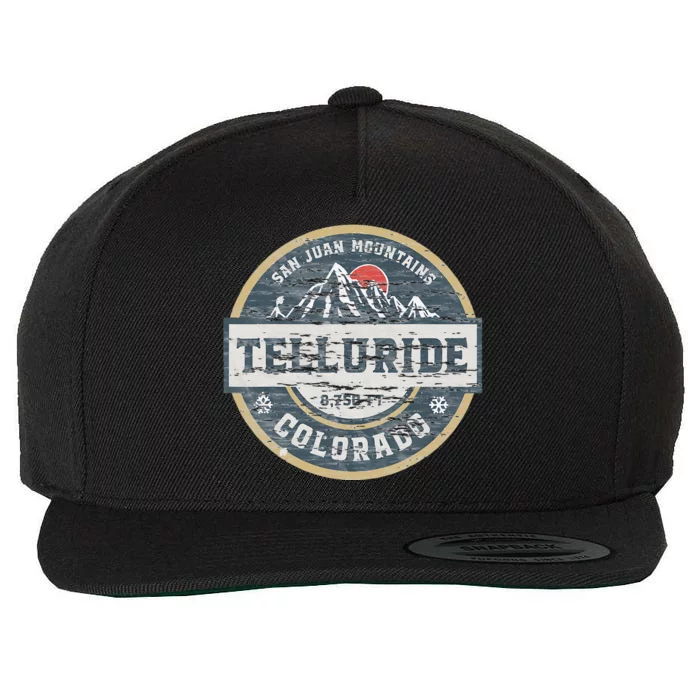 Telluride Colorado San Juan Rocky Mountains Skiing Wool Snapback Cap