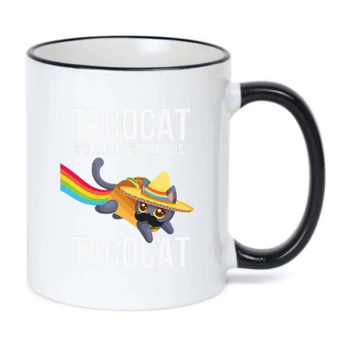 Taco Cat Spelled Backwards Palindrome Funny Cat Black Color Changing Mug