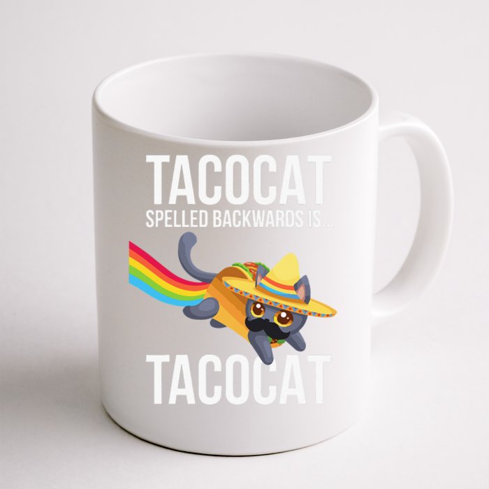 Taco Cat Spelled Backwards Palindrome Funny Cat Front & Back Coffee Mug