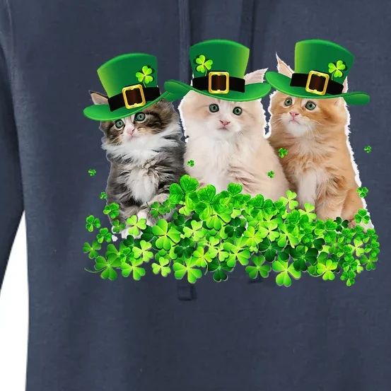 Three Cat St Patricks Day Kitty Kitten Lover Irish Women's Pullover Hoodie