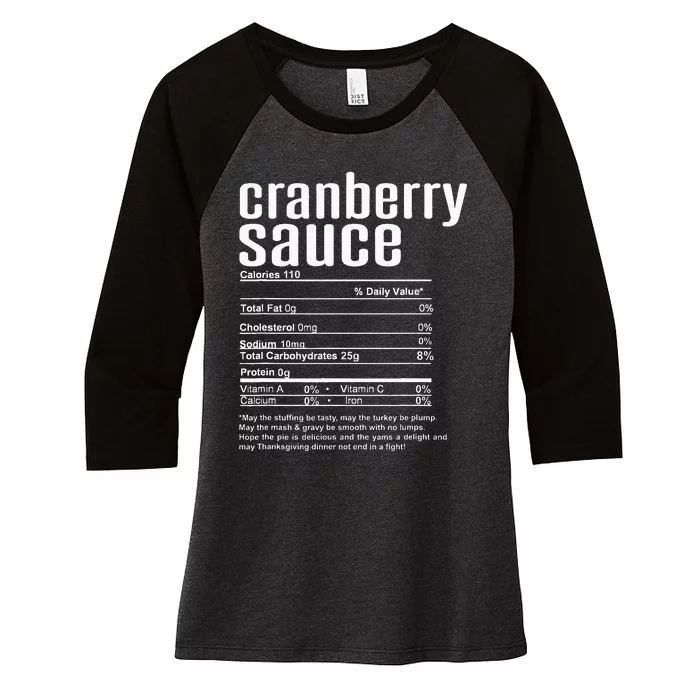 Thanksgiving Cranberry Sauce Nutritional Facts Women's Tri-Blend 3/4-Sleeve Raglan Shirt