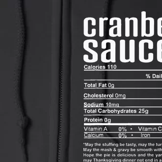 Thanksgiving Cranberry Sauce Nutritional Facts Full Zip Hoodie