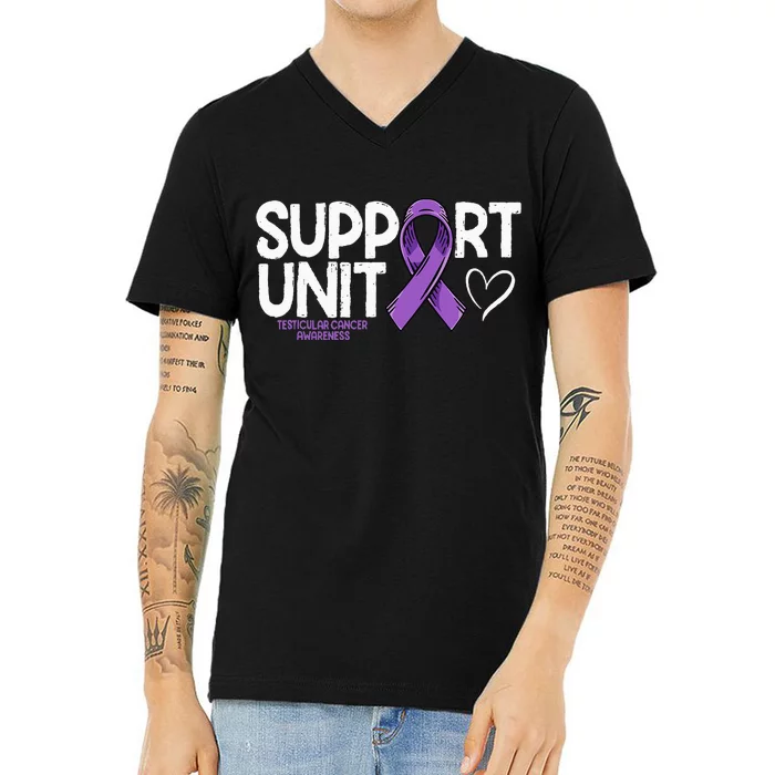 Testicular Cancer Support Unit Testicular Cancer Awareness V-Neck T-Shirt