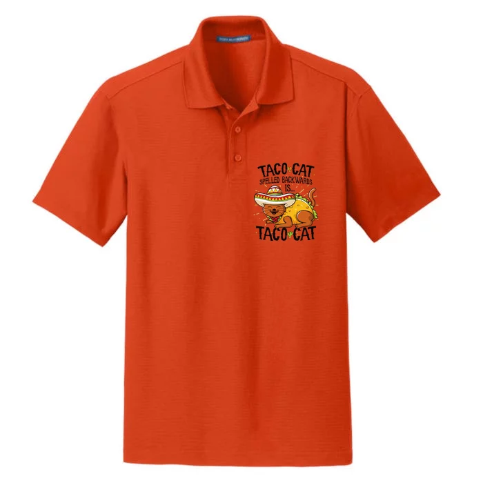 Taco Cat Spelled Backwards Is Taco Cat Funny Gift Dry Zone Grid Performance Polo