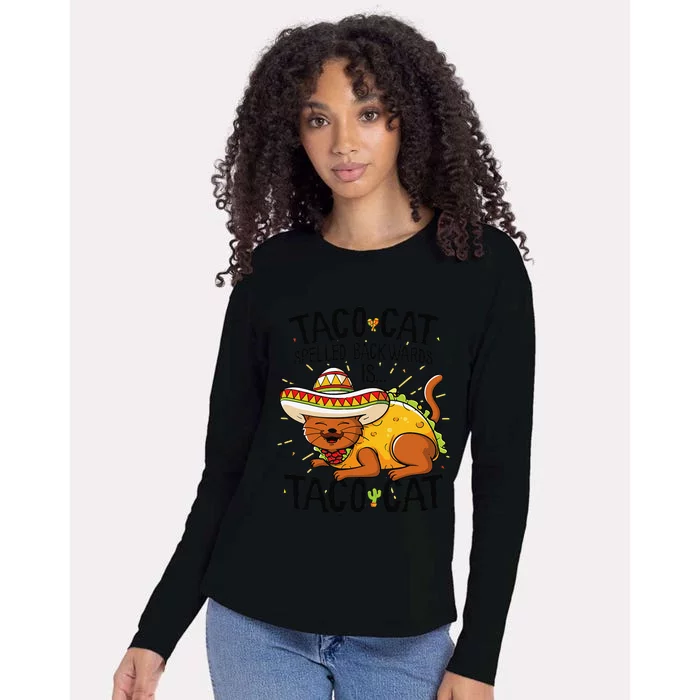 Taco Cat Spelled Backwards Is Taco Cat Funny Gift Womens Cotton Relaxed Long Sleeve T-Shirt