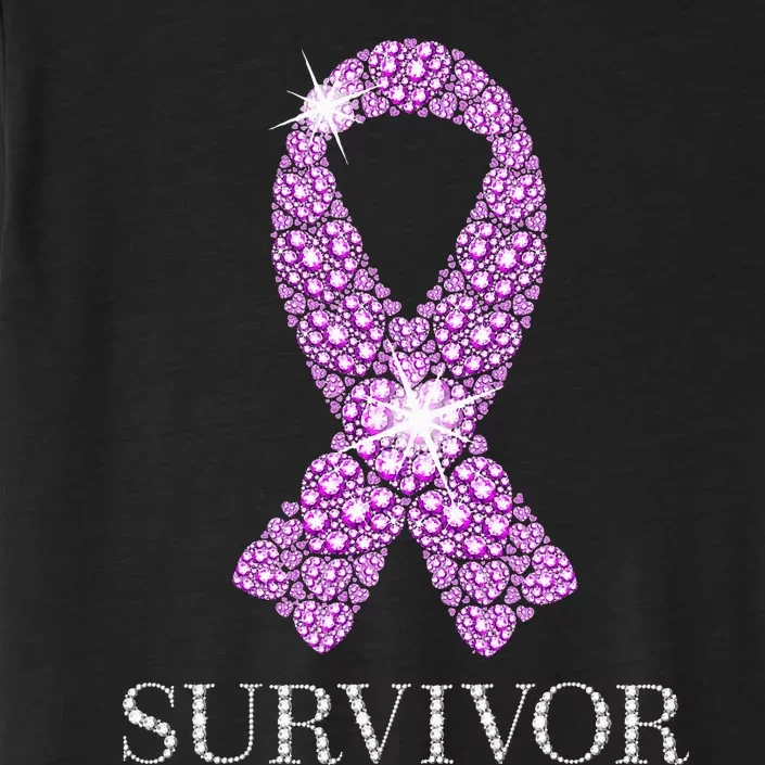 Testicular Cancer Survivor Purple Ribbon Awareness ChromaSoft Performance T-Shirt