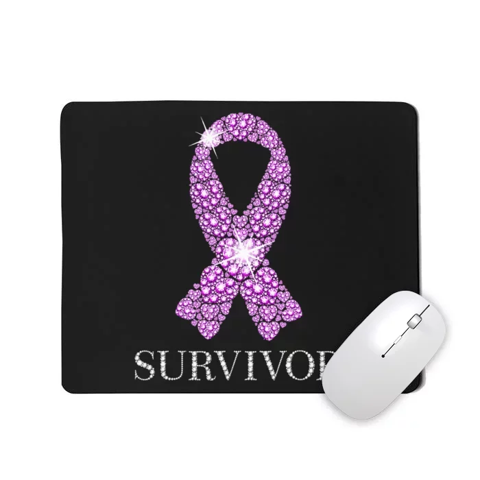 Testicular Cancer Survivor Purple Ribbon Awareness Mousepad