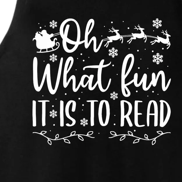 Teacher Christmas Shirts Librarian Oh What Fun It Is To Read Ladies Tri-Blend Wicking Tank