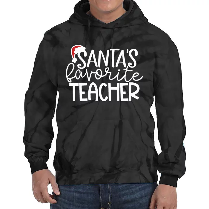 Teacher Christmas Santas Favorite Teacher Tie Dye Hoodie