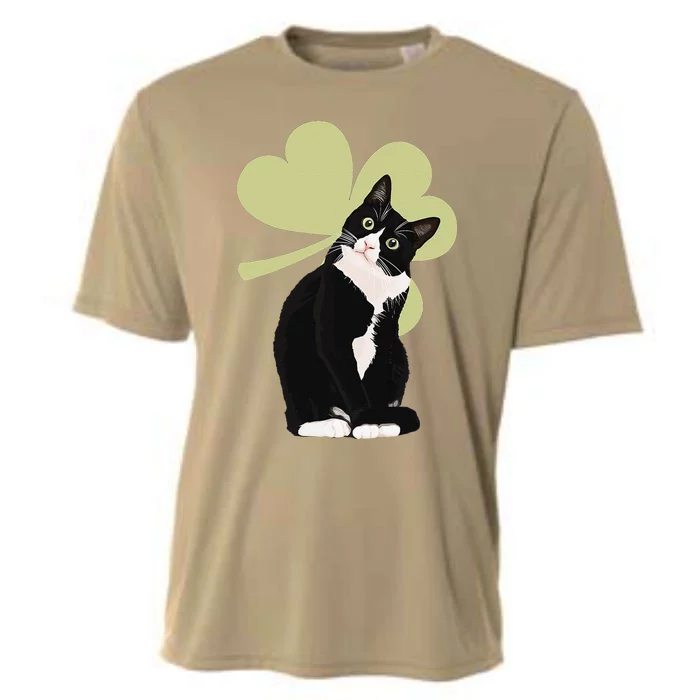 Tuxedo Cat Saint St. Patrick's Paddy's Day Cat Lovers Gift Cooling Performance Crew T-Shirt