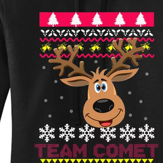 Team Comet Santa Reindeer Ugly Sweater Women's Pullover Hoodie