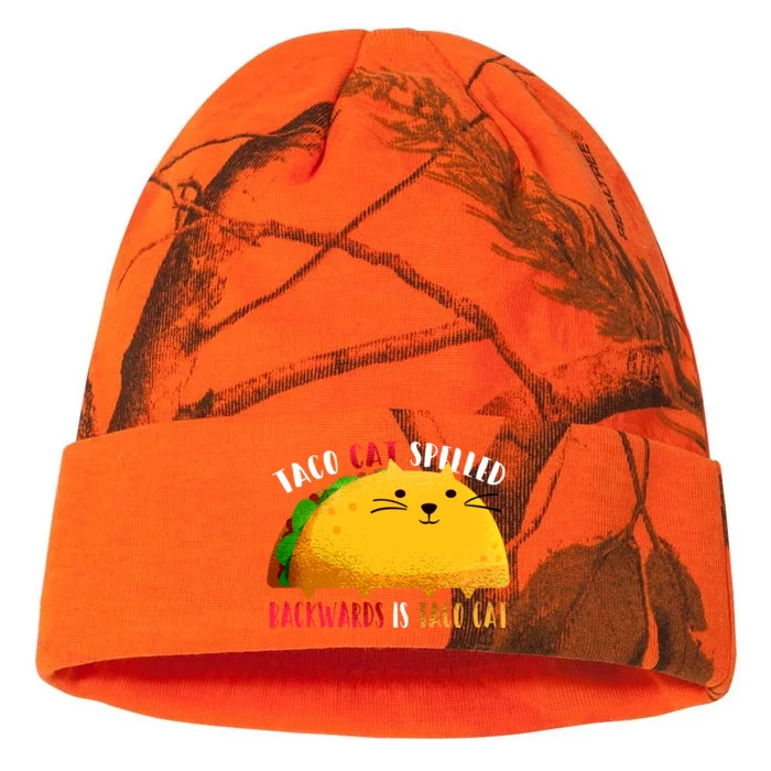 Taco Cat Spelled Backwards Is Taco Cat Funny Mexican Tacos Kati - 12in Camo Beanie