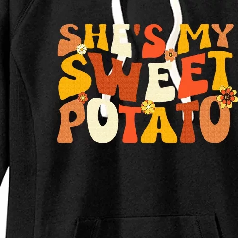 Thanksgiving Couples Sweet Potato I Yam Groovy Flower Women's Fleece Hoodie