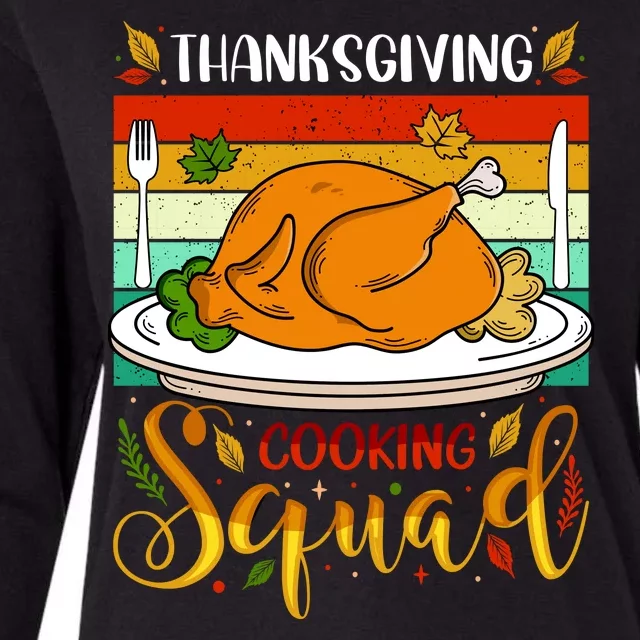 Thanksgiving Cooking Squad Fun Turkey Dinner Cooking Team Womens Cotton Relaxed Long Sleeve T-Shirt