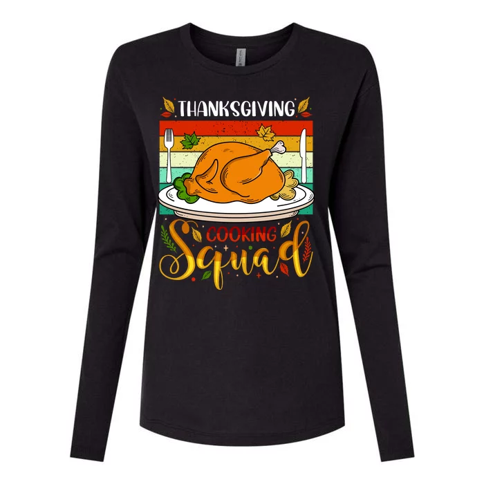 Thanksgiving Cooking Squad Fun Turkey Dinner Cooking Team Womens Cotton Relaxed Long Sleeve T-Shirt