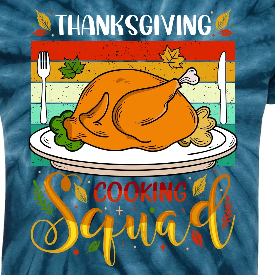 Thanksgiving Cooking Squad Fun Turkey Dinner Cooking Team Kids Tie-Dye T-Shirt