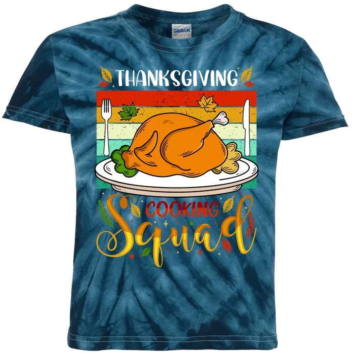 Thanksgiving Cooking Squad Fun Turkey Dinner Cooking Team Kids Tie-Dye T-Shirt