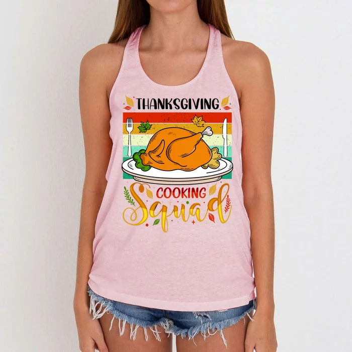 Thanksgiving Cooking Squad Fun Turkey Dinner Cooking Team Women's Knotted Racerback Tank