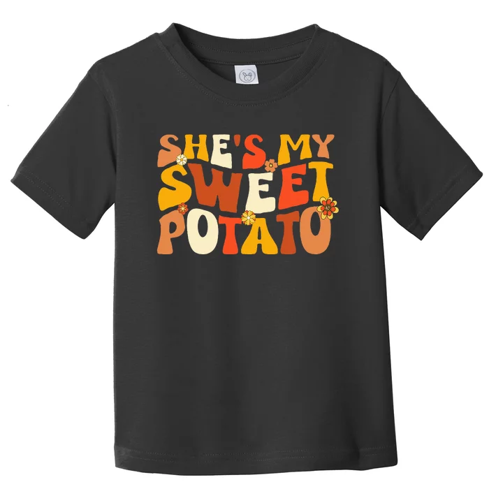 Thanksgiving Couples Sweet Potato I Yam Groovy Flower Toddler T-Shirt