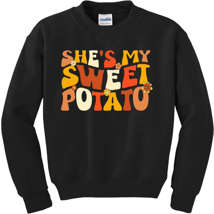 Thanksgiving Couples Sweet Potato I Yam Groovy Flower Kids Sweatshirt