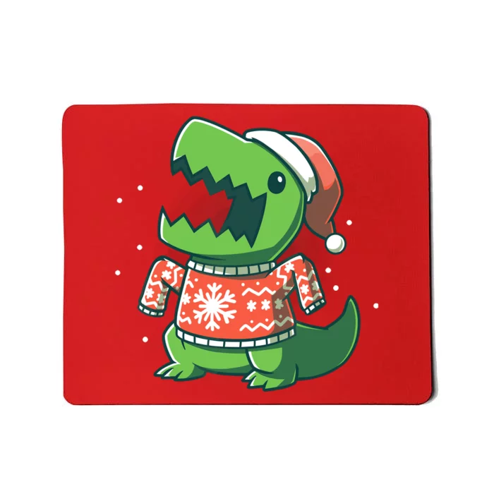 Trex Christmas Sweater Funny Dinosaur Ugly Sweatersaurus Mousepad