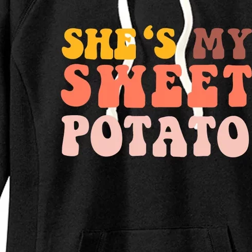 Thanksgiving Couples She's My Sweet Potato I Yam Set Funny Women's Fleece Hoodie