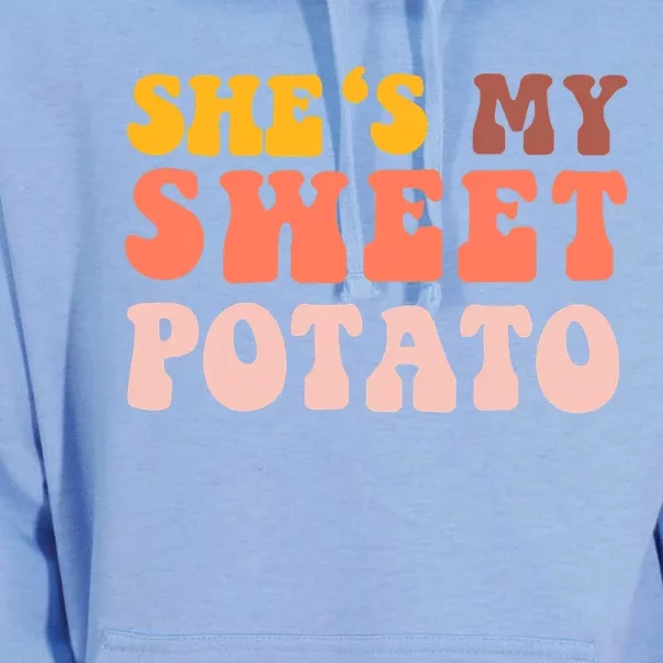 Thanksgiving Couples She's My Sweet Potato I Yam Set Funny Unisex Surf Hoodie