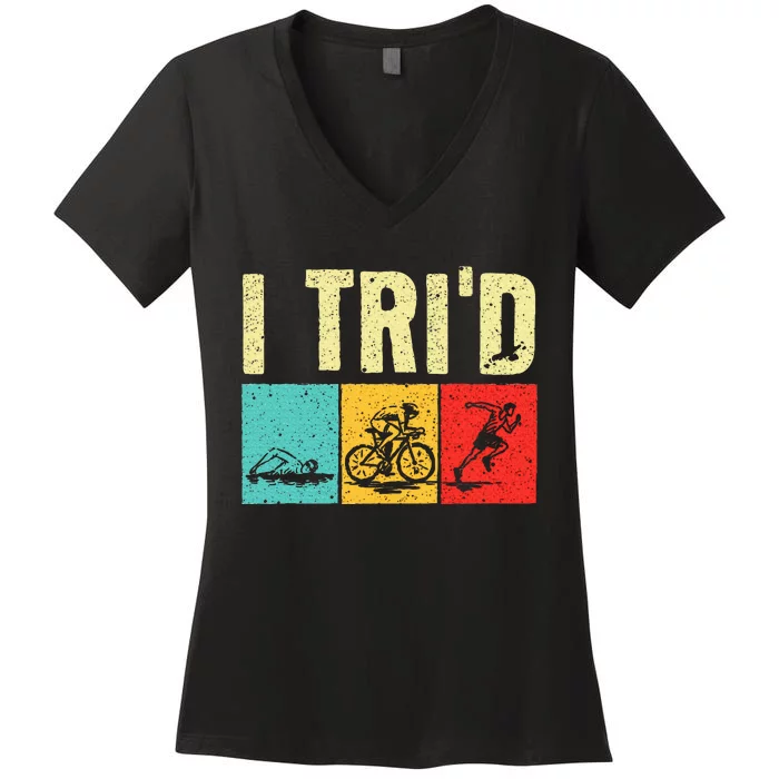 Triathlon Cyclist Swimmer Triathletes Women's V-Neck T-Shirt