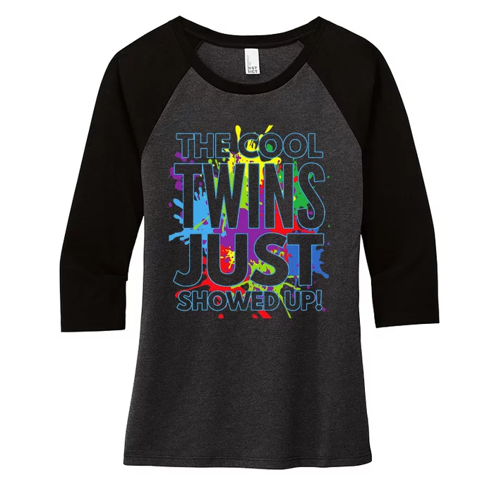 The Cool Twins Just Showed Up Funny Twins Women's Tri-Blend 3/4-Sleeve Raglan Shirt