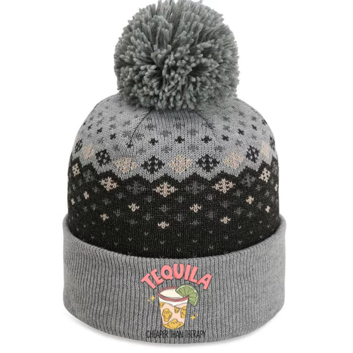 Tequila Cheaper Than Therapy Drinking The Baniff Cuffed Pom Beanie