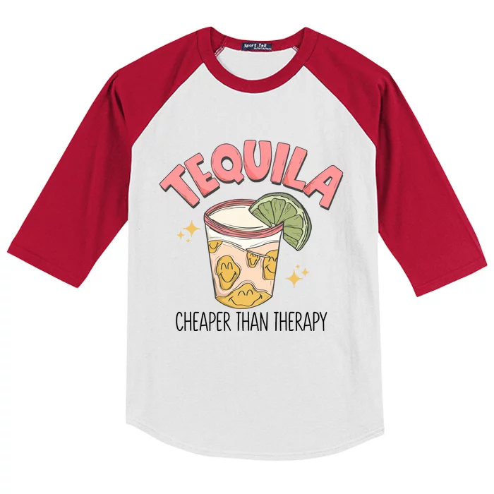 Tequila Cheaper Than Therapy Drinking Kids Colorblock Raglan Jersey