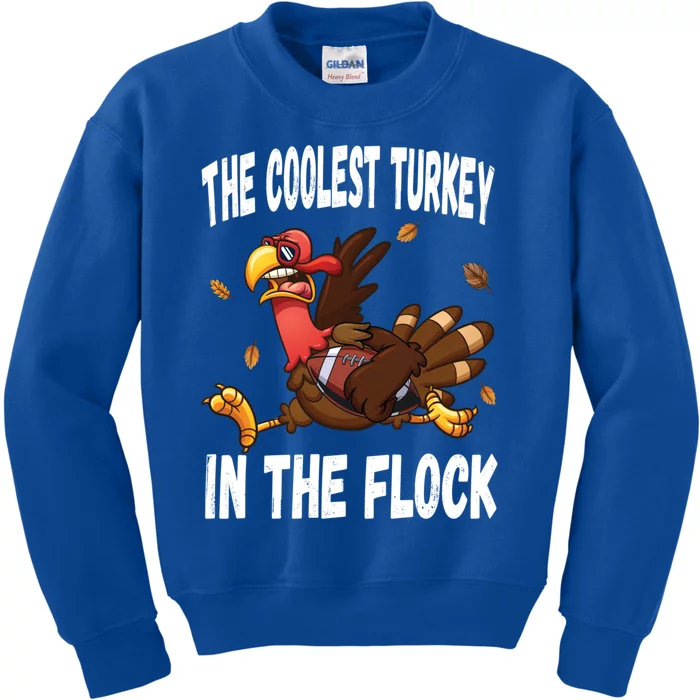 The Coolest Turkey In The Flock Thanksgiving Turkey Bowl Gift Kids Sweatshirt