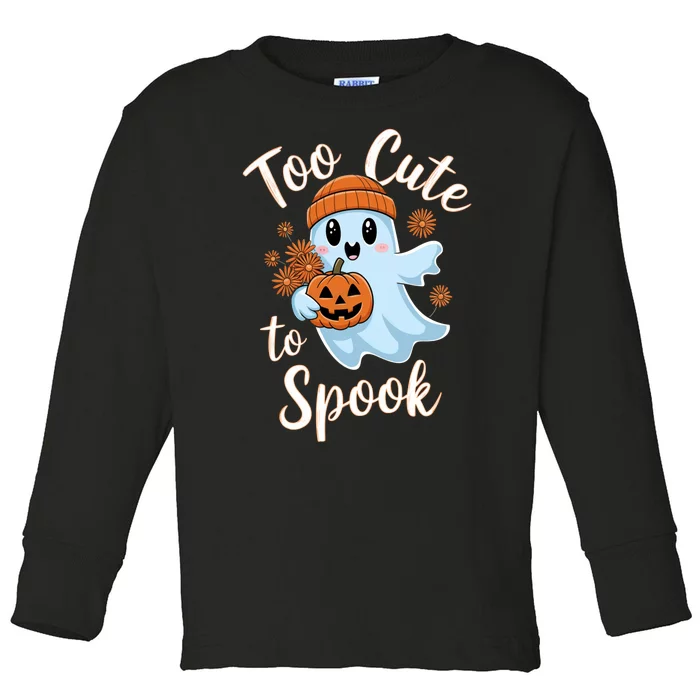 Too Cute To Spook Halloween Ghost Pumpkin Costume Women Toddler Long Sleeve Shirt