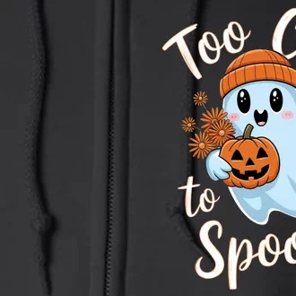 Too Cute To Spook Halloween Ghost Pumpkin Costume Women Full Zip Hoodie