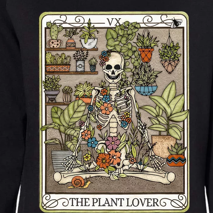 Tarot Card The Plant Lover Skeleton Spooky Season Halloween Womens California Wash Sweatshirt