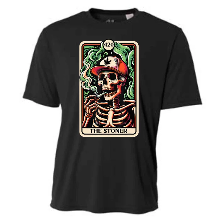 Tarot Card The Stoner Weed Lover Skeleton Cannabis 420 Cooling Performance Crew T-Shirt