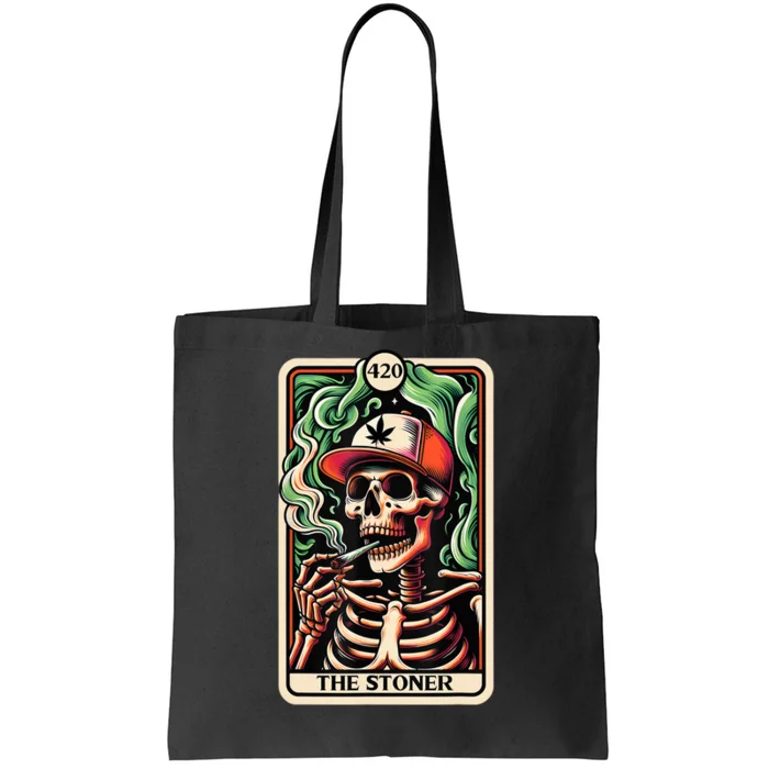 Tarot Card The Stoner Weed Lover Skeleton Cannabis 420 Tote Bag